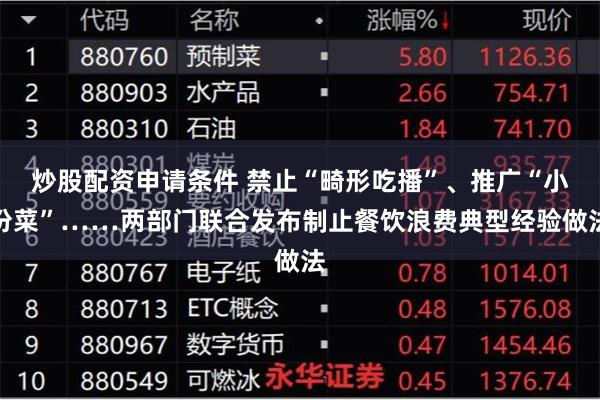 炒股配资申请条件 禁止“畸形吃播”、推广“小份菜”……两部门联合发布制止餐饮浪费典型经验做法