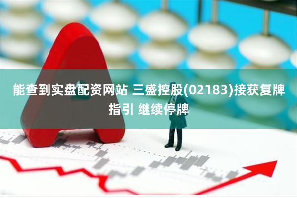 能查到实盘配资网站 三盛控股(02183)接获复牌指引 继续停牌