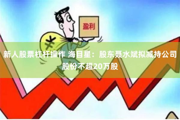 新人股票杠杆操作 海目星：股东聂水斌拟减持公司股份不超20万股