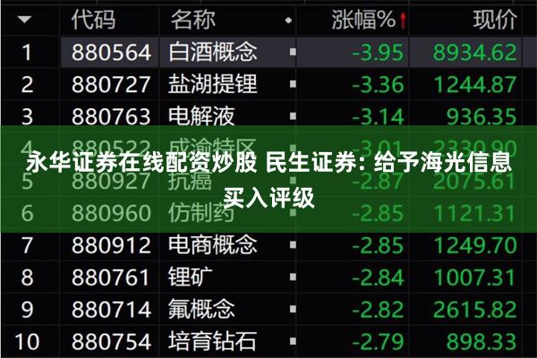 永华证券在线配资炒股 民生证券: 给予海光信息买入评级