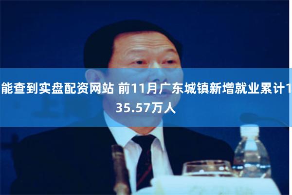 能查到实盘配资网站 前11月广东城镇新增就业累计135.57万人