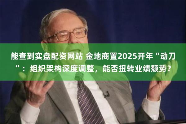能查到实盘配资网站 金地商置2025开年“动刀”：组织架构深度调整，能否扭转业绩颓势？